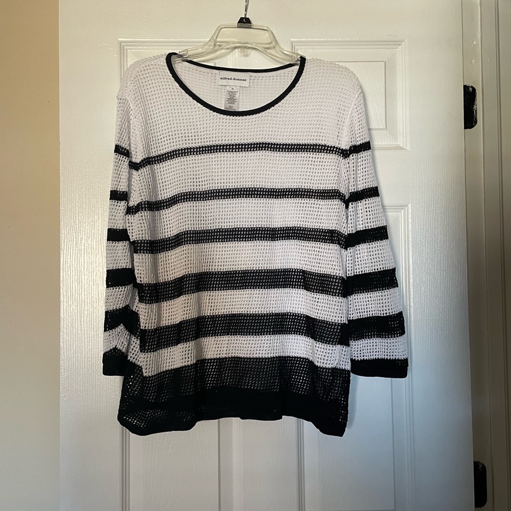 NWOT Alfred Dunner Crocheted Striped Sweater